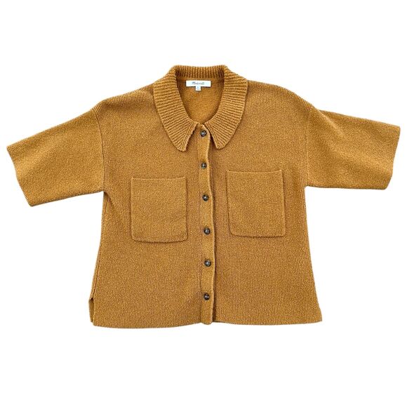 Madewell Sweaters - Madewell Holmen Button-Up Front Pockets Short-Sleeve Camel Brown Cardigan XS
